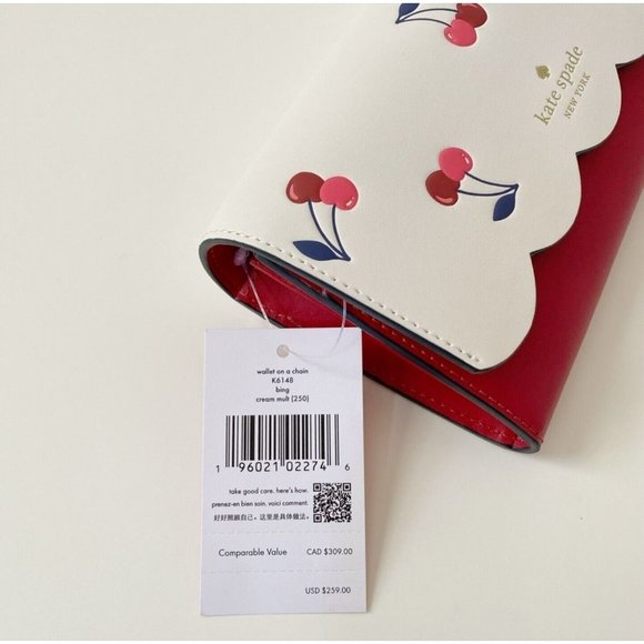 🍒 Kate Spade Bing Cherry Wallet On a Chain Crossbody/Clutch K6148 $259 - Picture 3 of 6